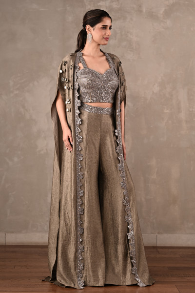Mirror-work Embroidered Cape Set