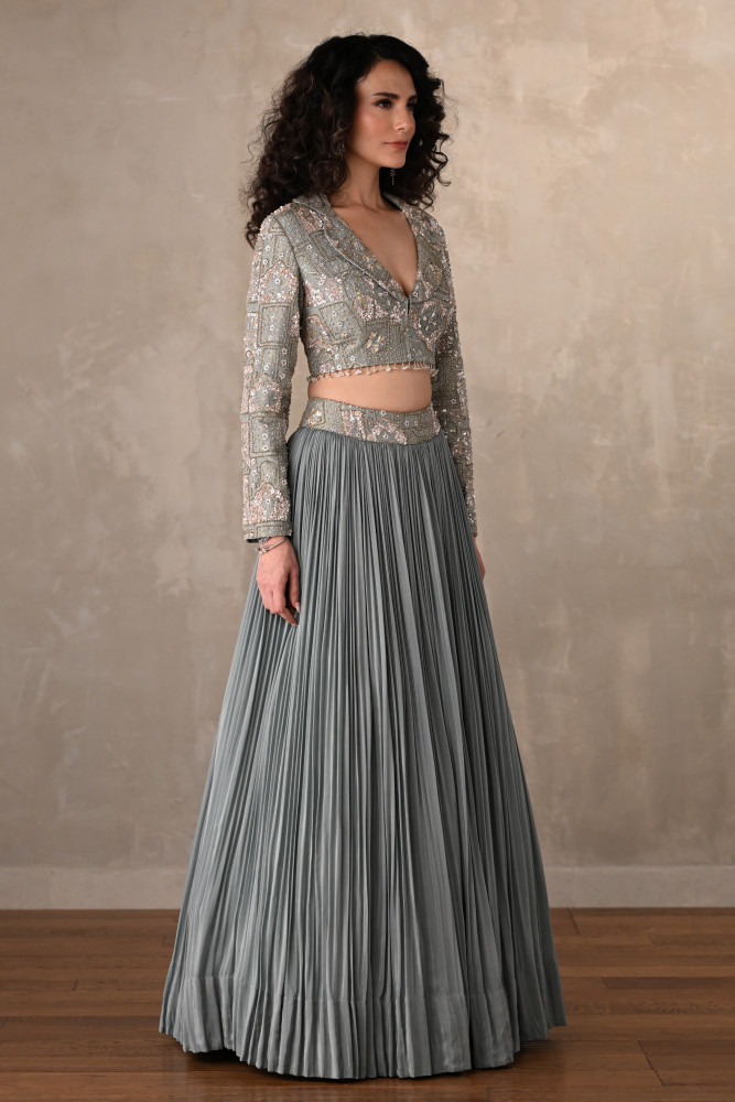 Ethereal Mist Embellished Crepe Ensemble