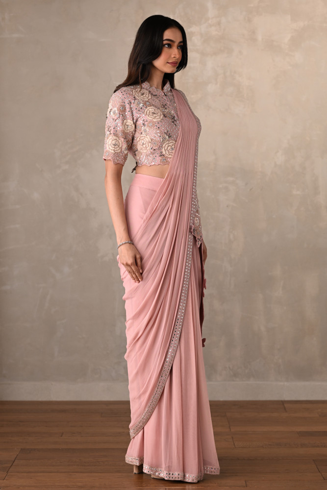 Blush Bloom Embellished Drape Saree