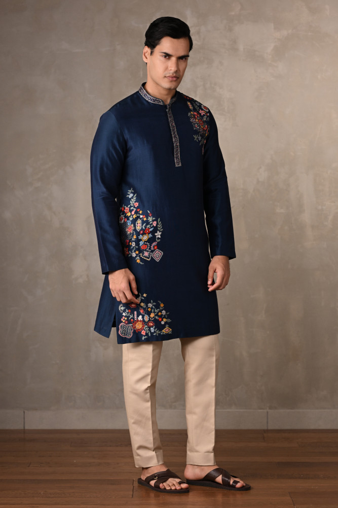Navy Heritage Chanderi Kurta