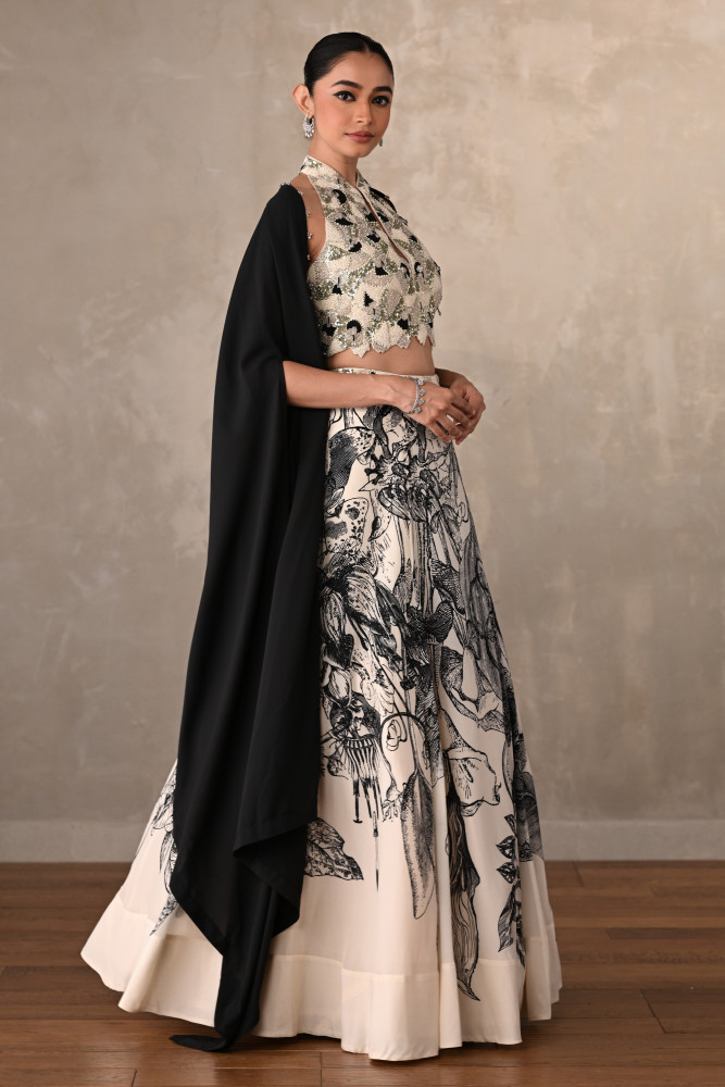Enchanted Noir Floral Lehenga Set