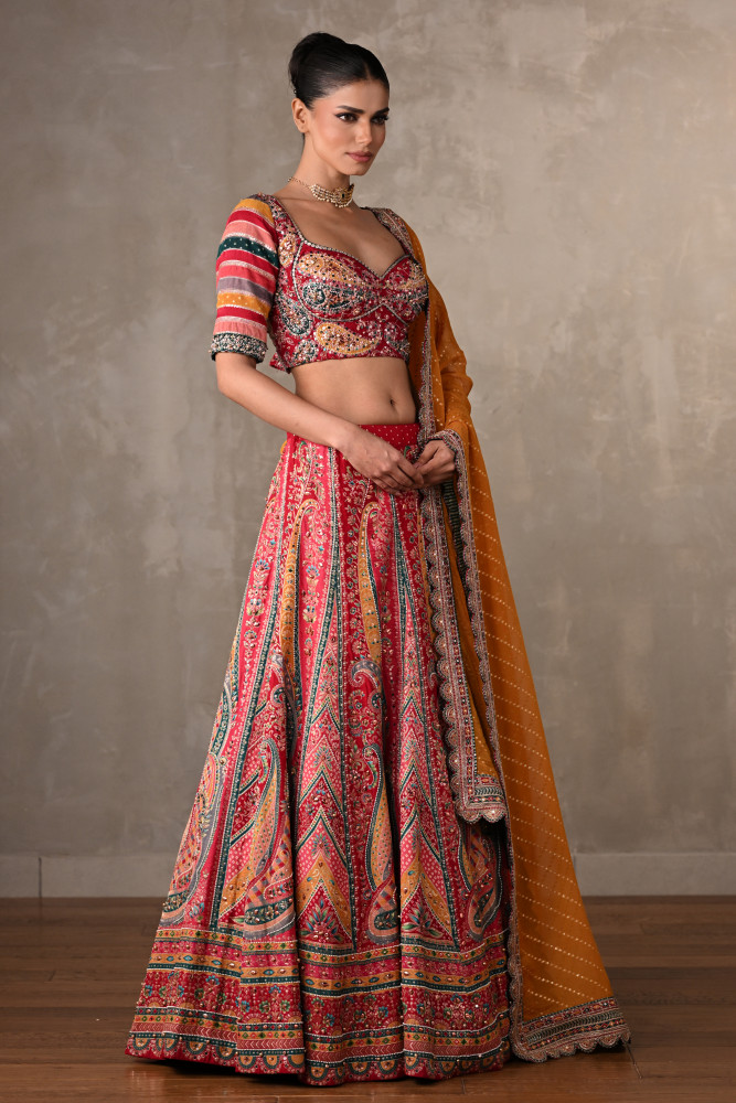 Heritage Paisley Embroidered Organza Lehenga Set