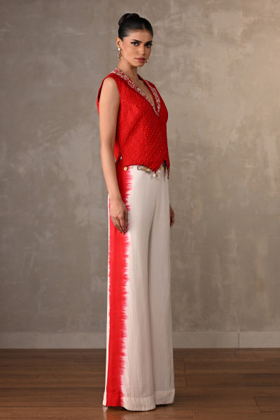Bandhej Coin-Edge Waistcoat Set