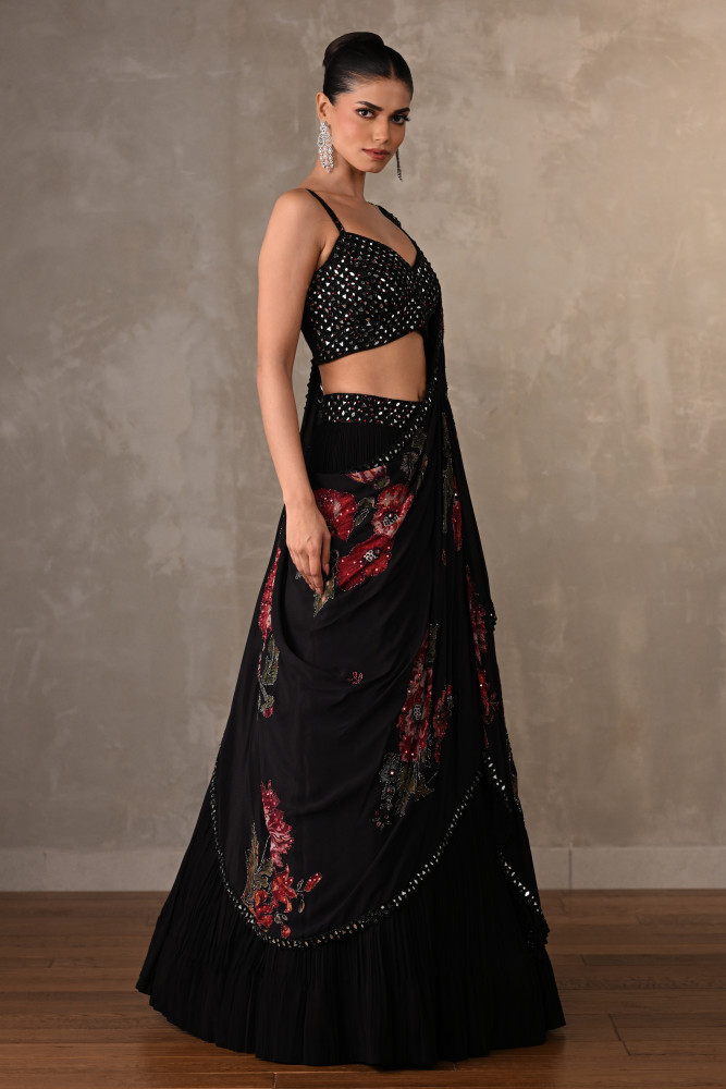 Midnight Bloom Brown Embellished Lehenga Set