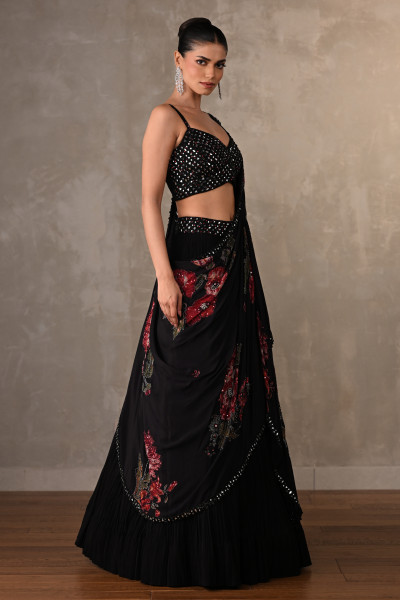 Midnight Bloom Brown Embellished Lehenga Set