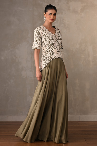 Blush Cutwork Embroidered Silk Co-Ord Set