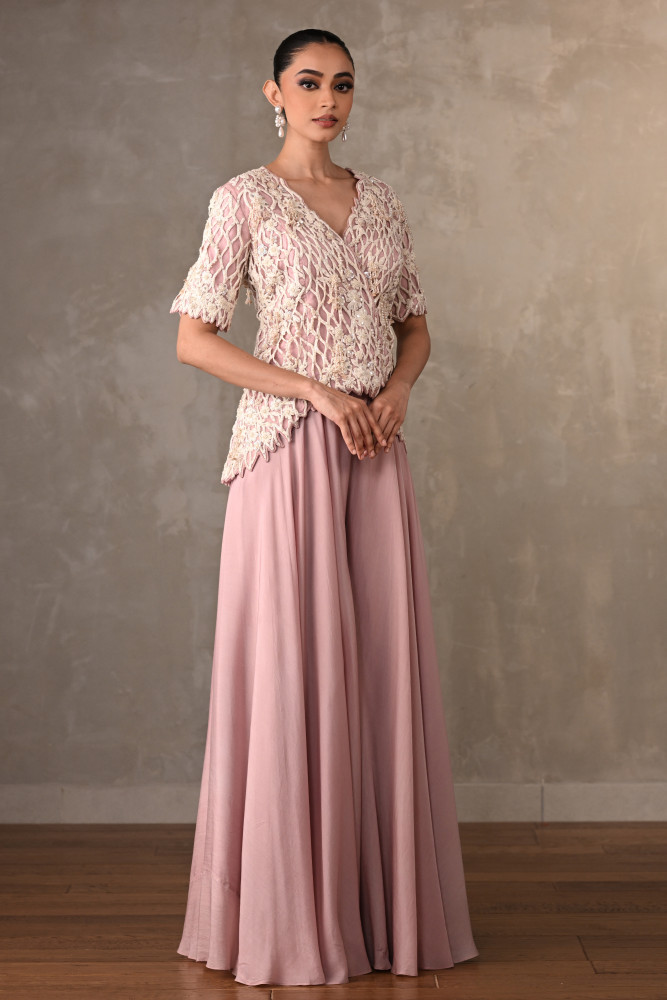 Blush Cutwork Embroidered Silk Co-Ord Set
