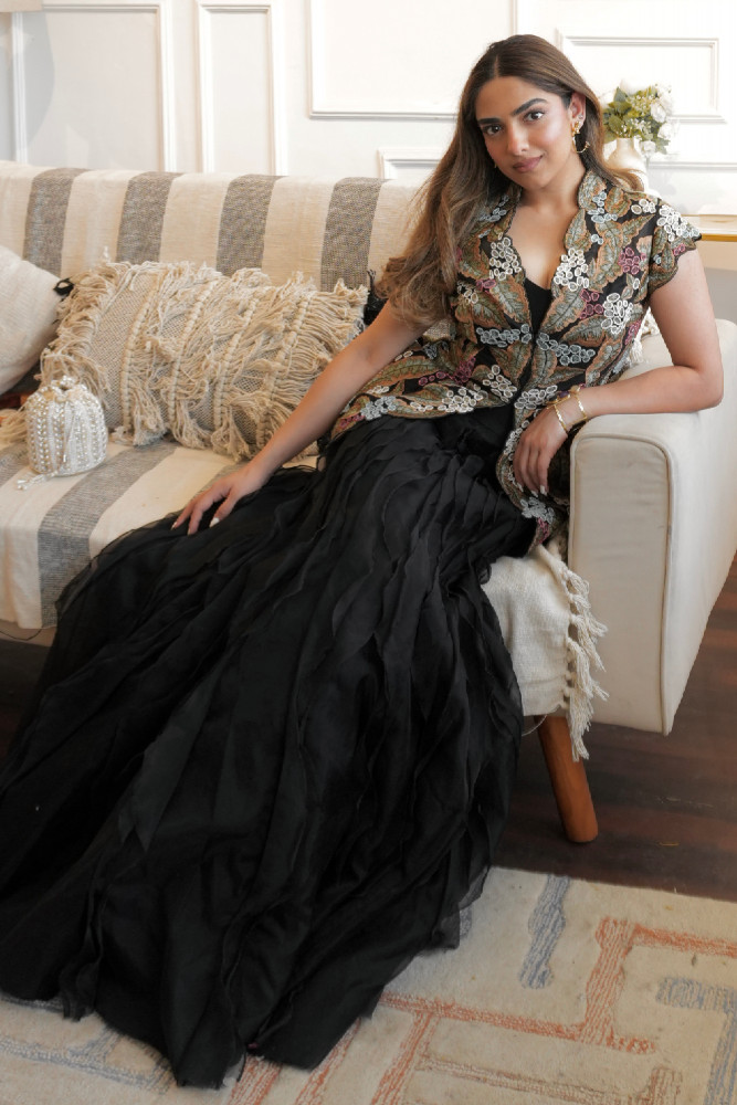 Organza Black Lehenga and jacket set