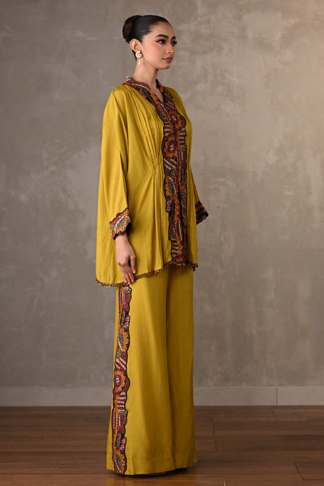 Panel Embroidered Silk Co-Ord Set