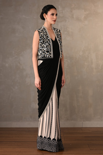 Embellished Drape Saree With Jacket