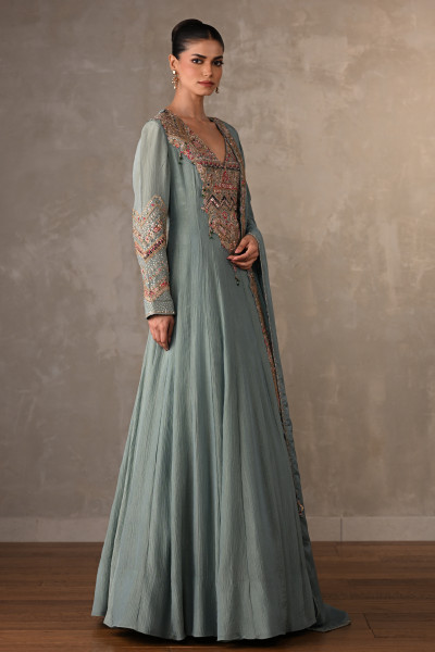 Sky Blue Luxe Embroidered Organza Anarkali