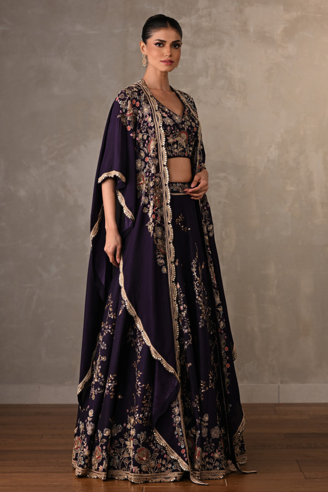 Amethyst Purple Lehenga Set With Cape