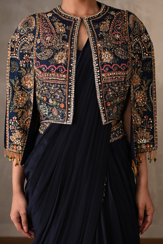 Navy Empress Silk Drape Saree