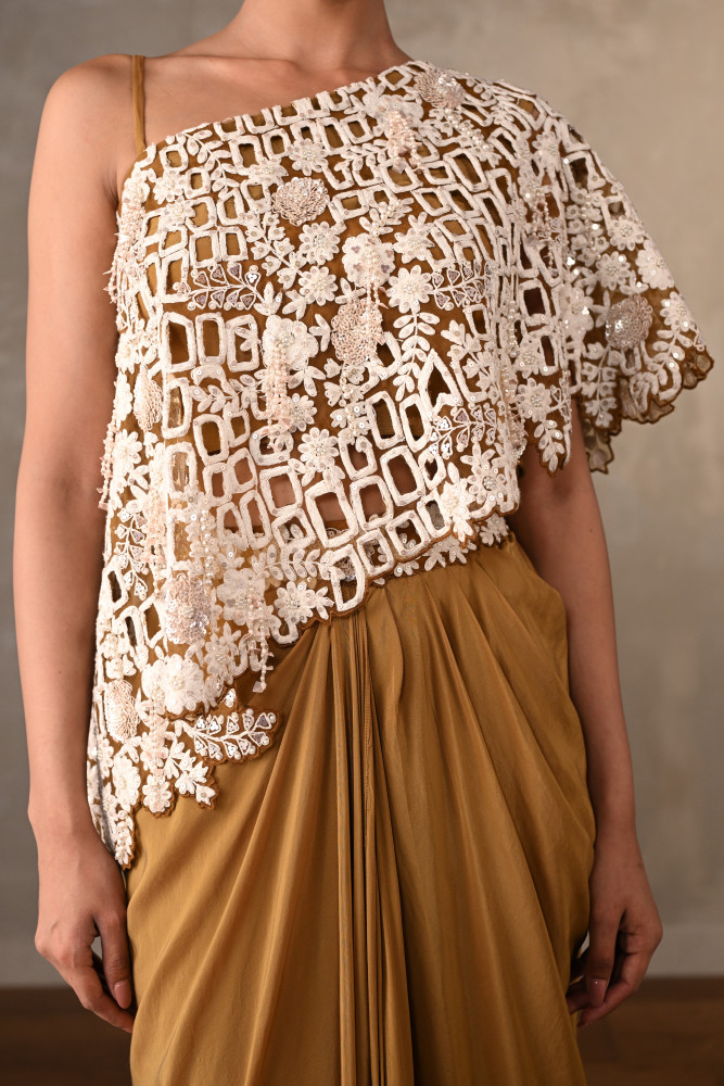 Ivory Mosaic Drape Skirt Set