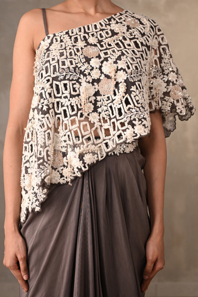 Ivory Mosaic Drape Skirt Set