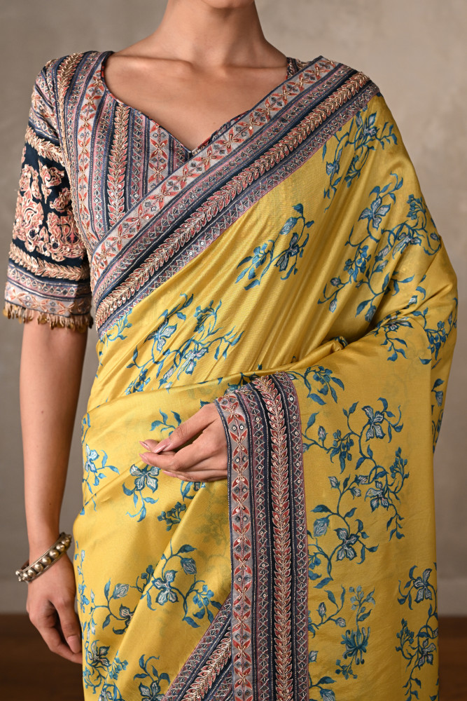 Amber Radiance Handcrafted Silk Saree