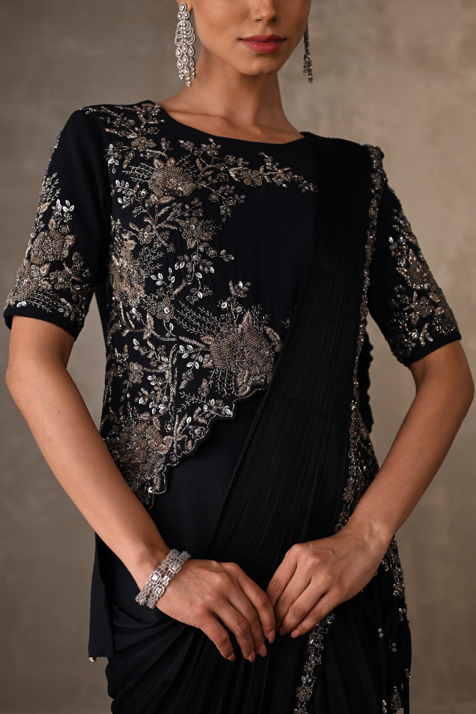 Floral Cascade Drape Saree