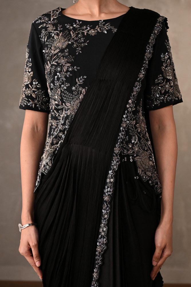 Floral Cascade Drape Saree