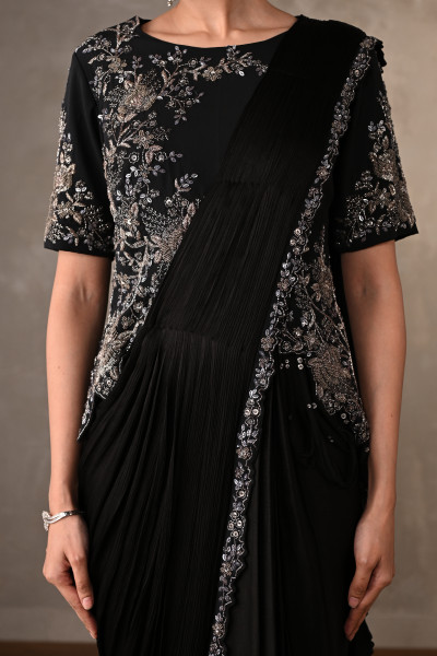 Floral Cascade Drape Saree