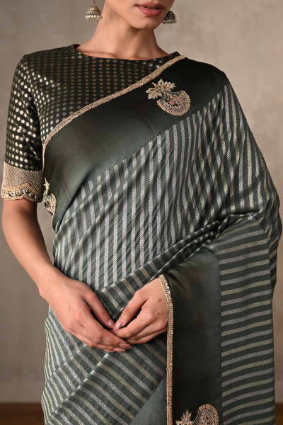 Opulent Green Banarasi Saree With Intricate Embroidery