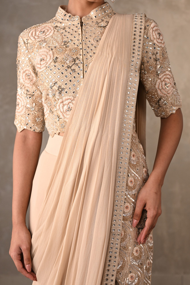 Blush Bloom Embellished Drape Saree
