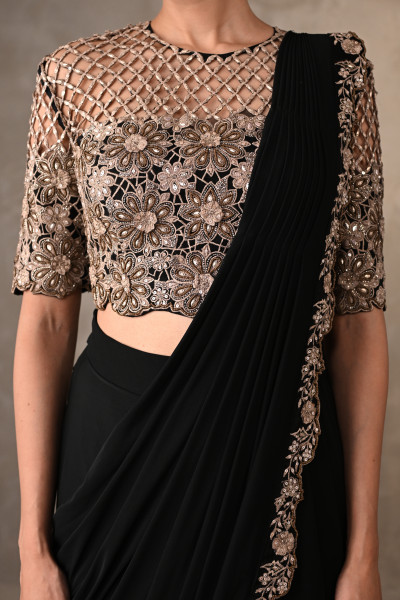 Noir Cutwork Drape Saree