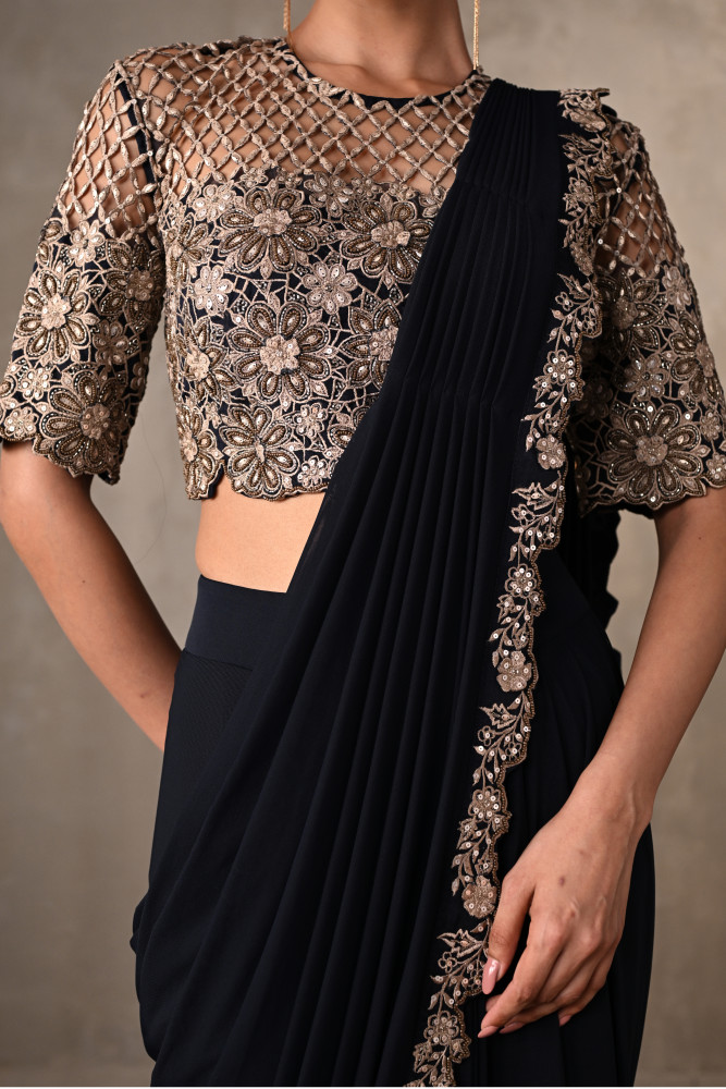 Noir Cutwork Drape Saree