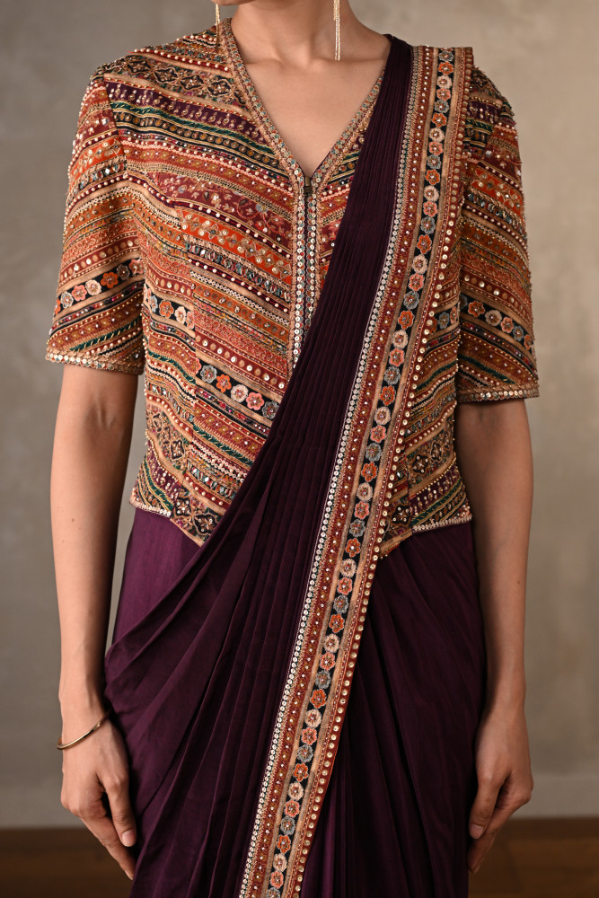 Opulent Border Embellished Drape Saree Set