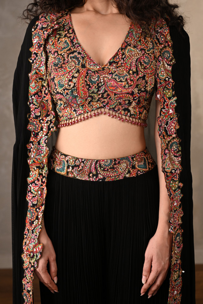 Twilight Embroidered Georgette Cape Set