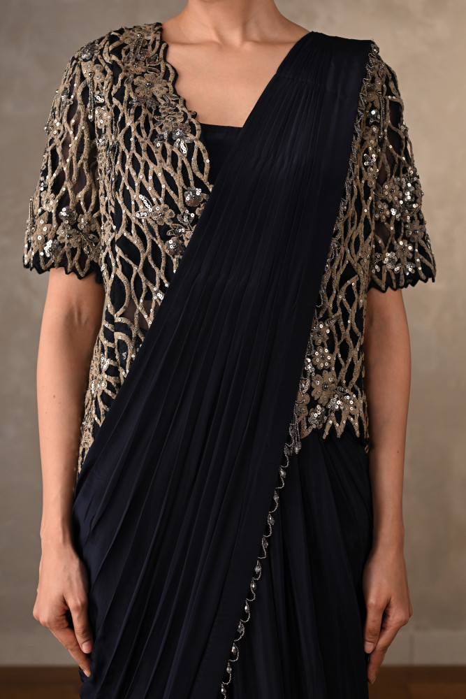 Ornate Cutwork Drape Saree