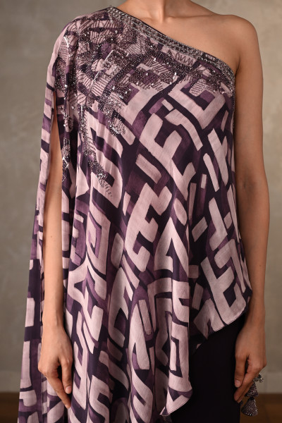 Geometric Print One-Shoulder Co-Ord Set