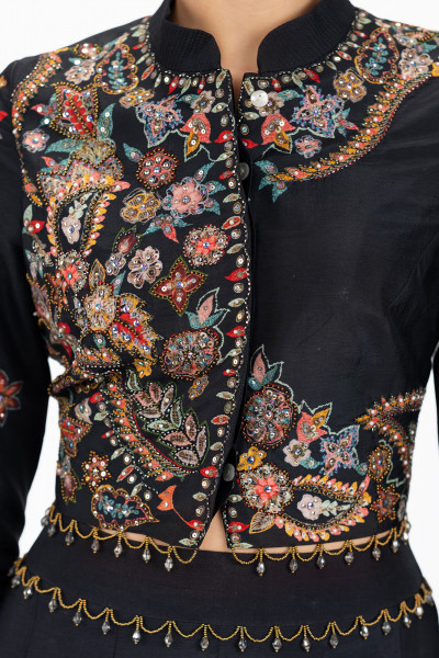 Silk Cropped Top Suit Co-ord
