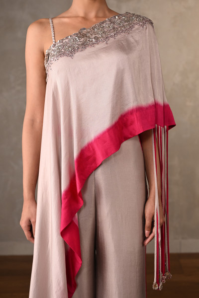 Gradient Blush One-Shoulder Co-Ord Set