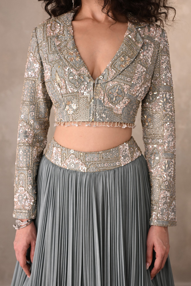 Ethereal Mist Embellished Crepe Ensemble