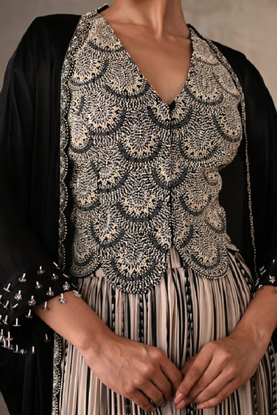 Midnight Mosaic Embroidered Cape Set