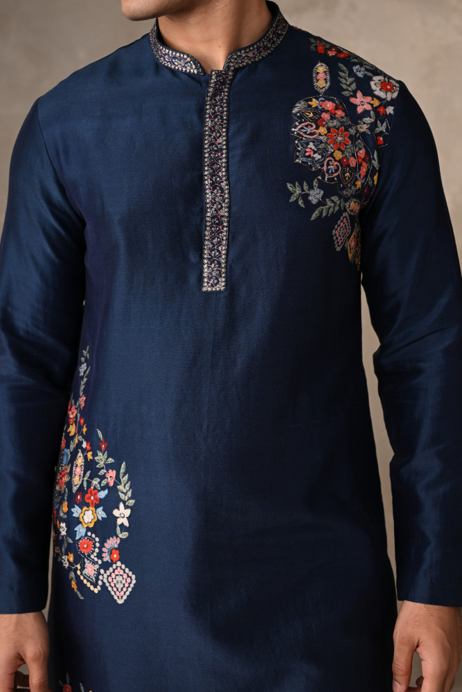 Navy Heritage Chanderi Kurta