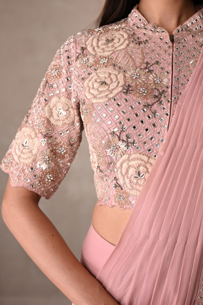 Blush Bloom Embellished Drape Saree