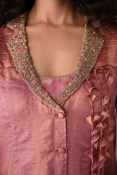 Tissue Jacket With Banarasi Draped Skirt Ensemble