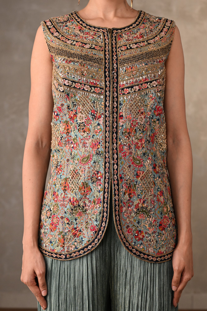 Rosette Embroidered Organza Co-Ord Set