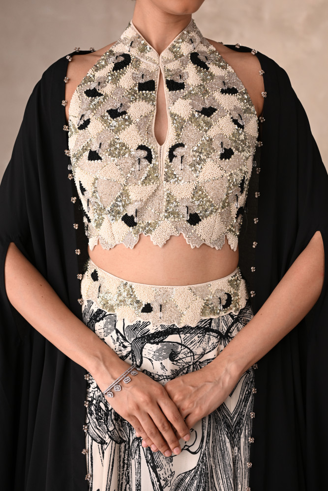 Enchanted Noir Floral Lehenga Set