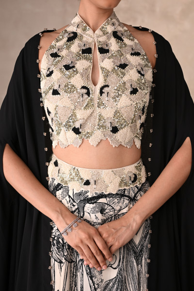 Enchanted Noir Floral Lehenga Set