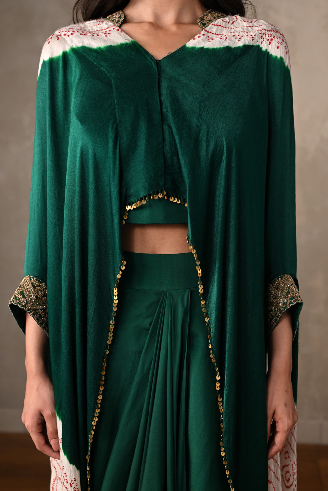 Bottle Green Aura Cape Set