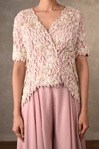 Blush Cutwork Embroidered Silk Co-Ord Set