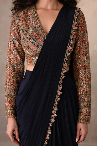 Midnight Enchant Crepe Drape Saree