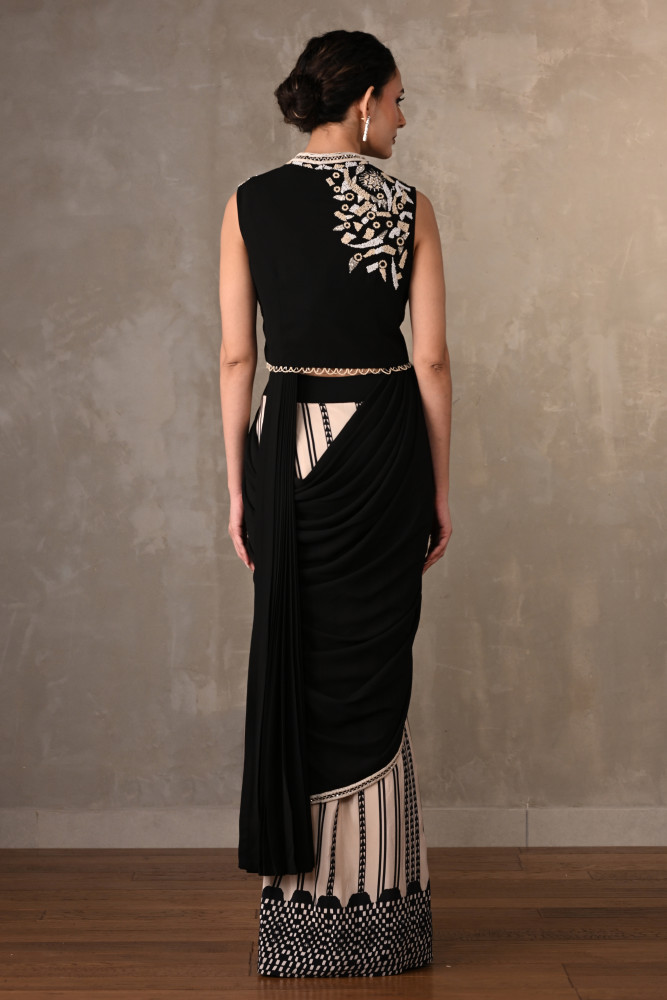 Embellished Drape Saree With Jacket