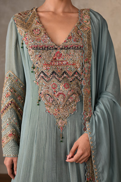 Sky Blue Luxe Embroidered Organza Anarkali