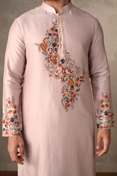 Mauve Mirage Chanderi Silk Embellished Kurta