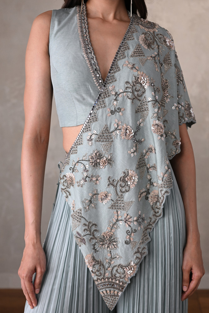 Sky Blue Embroidered  Set
