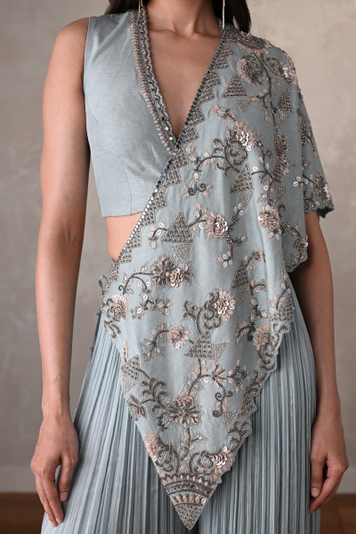 Sky Blue Embroidered  Set