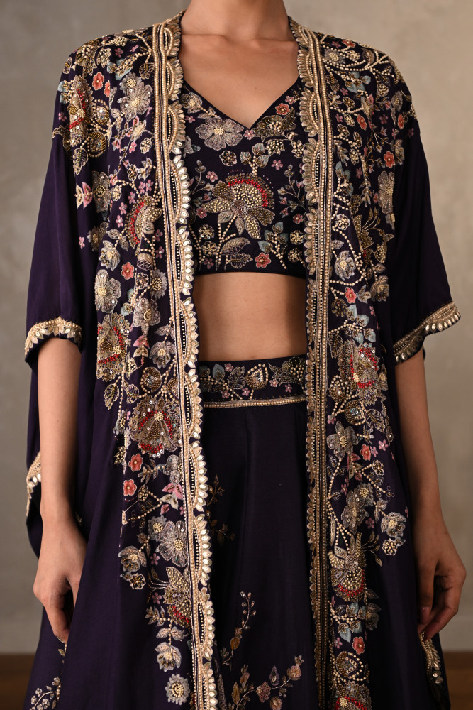 Amethyst Purple Lehenga Set With Cape